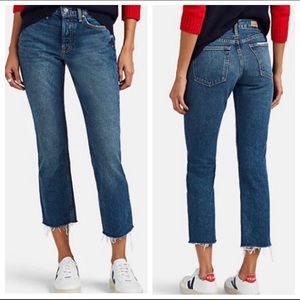 GRLFRND Tatum Crop Fray Hem Button Fly Jeans